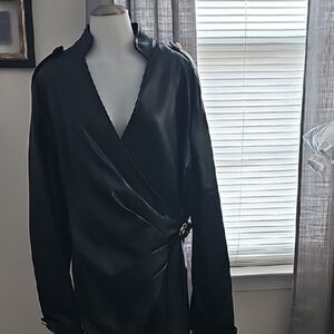 Sassy Jones Vivi Brooch Wrap Dress - Black